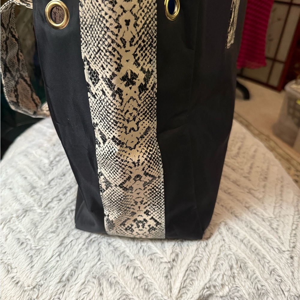 Black and Snake Print Women's Bag